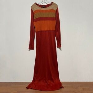 Goodclothes Collection Striking Retro Long Sleeve Colorblock knit maxi Dress